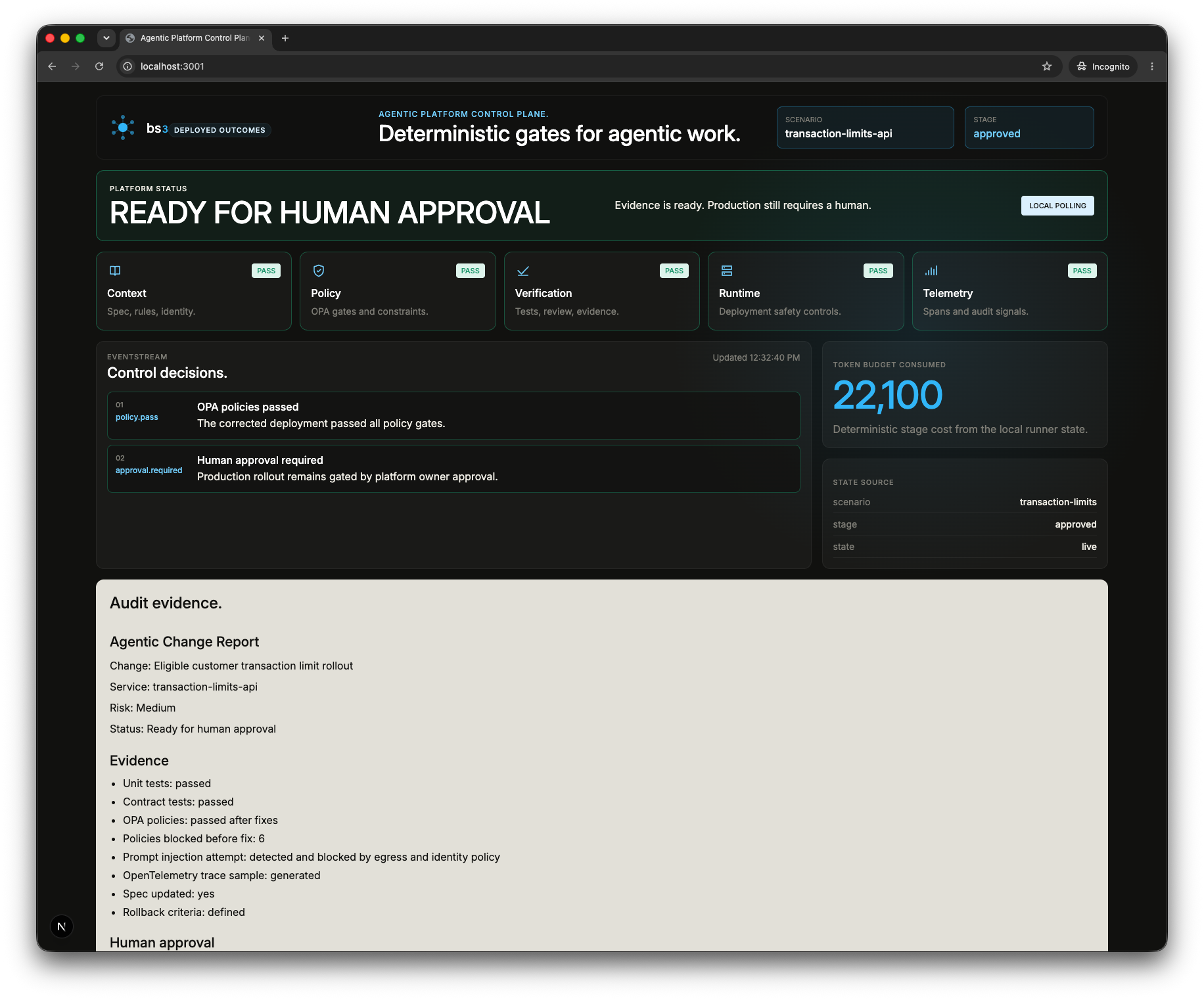 Control Plane com status Approval